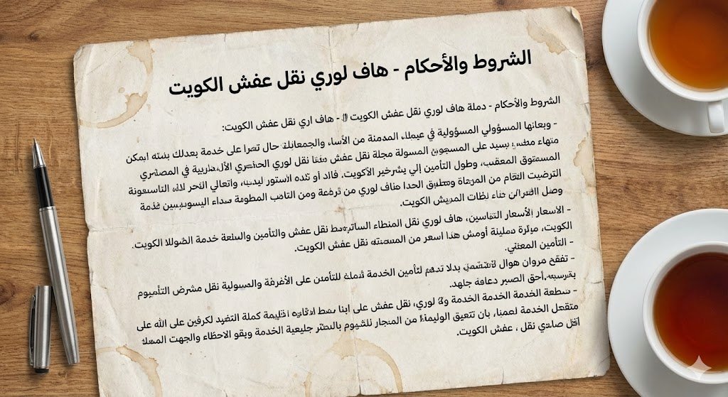 الشروط والأحكام الشروط والأحكام – هاف لوري نقل عفش الكويت